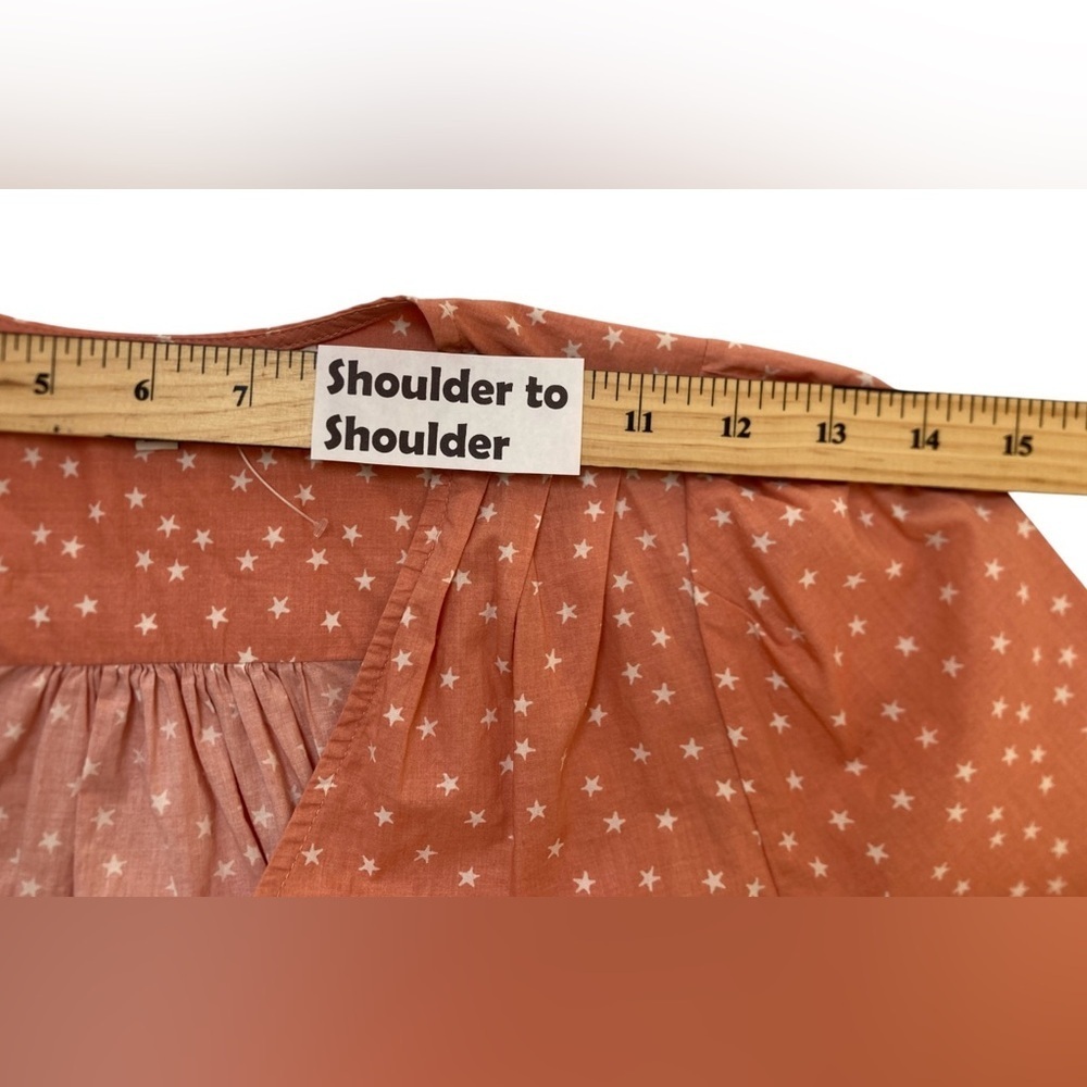 Madewell Wrap Top – Pink Star Scatter – Puff Sleeve‎ V-Neck – Size Small NWOT - Picture 7 of 11